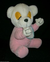 11&quot; Vintage Kuddle Me Toy White Baby Teddy Bear Pink Pajama Stuffed Animal Plush - £29.61 GBP