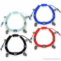 Evil Eye Turkish Nazar Greek Bead Kabbalah Hamsa Hand of Fatima Macrame Bracelet - £7.85 GBP