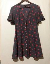 FOREVER 21 FLORAL POLKA DOT BUTTON DOWN TUNIC Size small Blue White Red - £7.88 GBP