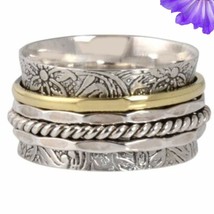 Tow Ton Spinner Ring 925 Silver Ring Handmade Jewelry Spinner Ring All Size - £10.29 GBP