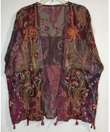 Anu Oversized Boho Cardigan Vest Embroidered Paisley Floral Open Tassel ... - €22,07 EUR