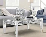 Rectangle Mirrored Coffee Table, Silver Living Room Table With Cryatal D... - $444.99
