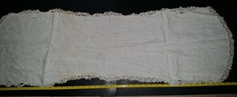 Vintage Handmade Crochet Edge Table Runner 48 by 16 inches - $12.99