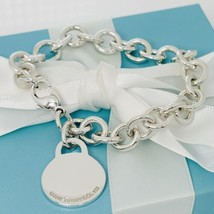 7.5&quot; Tiffany Round Circle Tag Charm Bracelet Engravable Blank Disc Engraving - £219.54 GBP