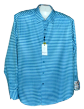 Robert Graham Conlan Teal Blue White Plaids Cotton Men&#39;s Shirt Size XL - £64.88 GBP