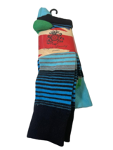 English Laundry Men&#39;s Striped Mid-Calf Socks, Blue/Green/Black-Size 6.5-12 - £11.59 GBP