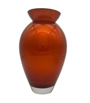 VTG Glass Vase Autumn Orange Red Painted Gold Interior 10&quot; Home Decor MCM - £11.79 GBP