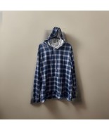 Ekouaer Hoodie Women Large Blue Plaid Long Sleeved Unlined Lightweight C... - $11.33