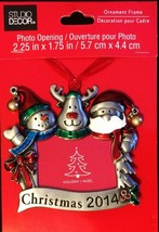 Christmas Tree Ornament Year 2014 Snowman Deer Santa Claus Photo Picture... - $16.44