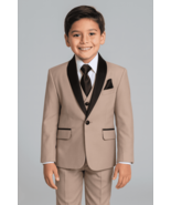 Boys Khaki Beige Shawl Tuxedo Suit - $2,245.46 MXN+