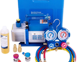 Single Stage Rotary Vane Air Vacuum Pump and AC Manifold Gauge Set Kit f... - £185.38 GBP