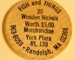 Vintage Fish and Things Wooden Nickel Randolph Massachusetts - £3.88 GBP