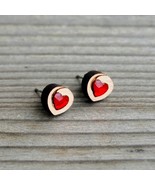 Wooden Heart Earrings Wooden Earrings with crystal, gift for women - $38.59 CAD