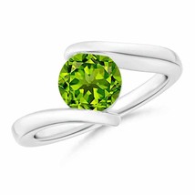 ANGARA 7mm Natural Peridot Solitaire Ring in Sterling Silver for Women, Girls - £210.60 GBP+