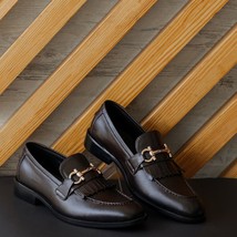 Men&#39;s Handmade loafer leather shoe with buckle Leather Formal Shoes For Men - £98.36 GBP