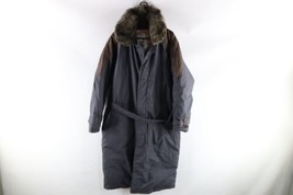 NOS Vtg 90s Streetwear Mens Medium Faux Fur Down Insulated Puffer Trench Coat - £111.01 GBP