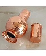 Pure Copper Bedroom Water Bottle with Inbuilt Glass and Surahi Design wi... - €51,24 EUR