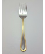 International Silver Royal Bead Gold Meat Serving Fork Stainless Gold Ac... - $22.40