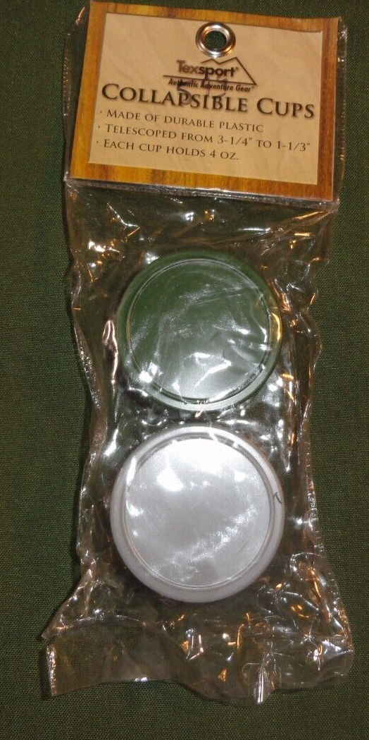 2 Pack TexSport Collapsible Cups Camping Hiking Outdoor Hunting New Gree... - $9.28