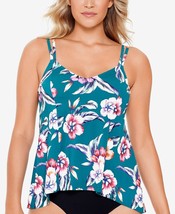 MSRP $72 Swim Solutions Princess-Seamed High-Low Tankini Top Aqua Size 16 - £22.55 GBP