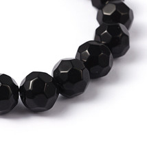 20 Black Glass Beads Faceted Round 10mm Jewelry Making Supplies Lot  - £3.35 GBP