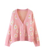 Womens Y2K Long Sleeve Loose Cardigan Sweater V Neck Knitted Cardigan Bu... - £41.75 GBP