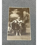 Antique Child Costume Photograph Postcard Halloween Clown Jester RPPC Er... - $13.56 CAD