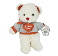 14&quot; Vintage Mty Teddy Bear Red &amp; White Love You Shirt Stuffed Animal Plush Toy - £44.03 GBP
