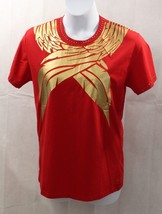 Robins Jean Women Shirt Top Red with Gold Metallic Applique Multiple Sizes - $9.99