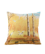 home decorative golden forest pattern imitation linen sofa back cushion ... - £11.08 GBP