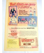 1979 Ad Whoppers Malted Milk Balls Iron-Ons KISS, Dallas Cowboy Cheerlea... - £6.33 GBP