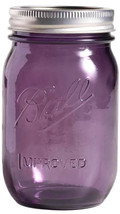 1 Purple Glass Mason Jar +Lid &amp; Band PINT Reg Mouth 5.25&quot; American Herit... - $38.84