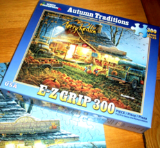 Jigsaw Puzzle 300 Large EZ Grip Pcs Autumn Traditions Terry Redlin Art Complete - £10.35 GBP