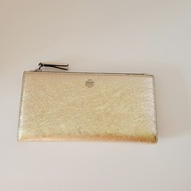 Tory Burch 159474 Emerson Metallic Slim Envelope Wallet Clutch White Gold - £111.05 GBP