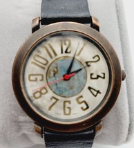 Vtg Dejuno Native American Art Watch Tone Brown Leather Band New Battery - $46.74