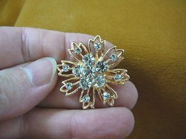(bb604-21) white rhinestone crystal ornate filigree flower gold tone brooch pin - £12.69 GBP