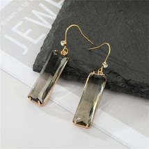 Cubic Zirconia &amp; Green Crystal Rectangle Drop Earrings - £11.00 GBP