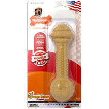 Nylabone Barbell Power Chew Durable Dog Toy Peanut Butter 1ea/Medium/Wolf - Up T - £11.01 GBP