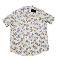 CLUB ROOM Men&#39;s XL Bright White Yellow Black Floral Leaves Branches Shir... - £15.83 GBP