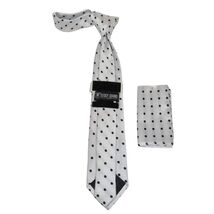 Men's Stacy Adams Tie and Hankie Set Woven Silky Satin #SAT124 White Polka Dot image 2