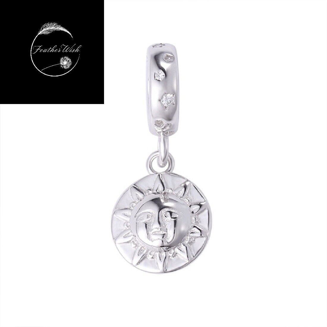 Primary image for Genuine Sterling Silver 925 Solid Sun Charm With Rose Gold Or Silver With CZ
