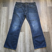 Helix Jeans Mens 36x30 Slim Boot Dark Wash Cotton Denim Whiskered Indigo... - £27.68 GBP