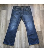 Helix Jeans Mens 36x30 Slim Boot Dark Wash Cotton Denim Whiskered Indigo... - £27.52 GBP