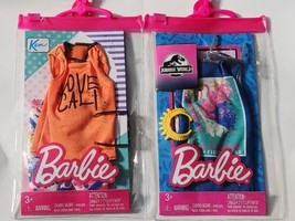 Lot of 2 Mattel -Barbie Doll Fashion Clothes Pack-JURASSIC WORLD &amp; Ken Outfits - £11.06 GBP