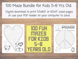 Instant Printable 100 Fun Mazes for Kids 5-8 Years old with images to co... - £2.38 GBP