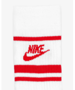 2 Pair WOMENS Nike Sportswear Everyday Essential Logo Crew RED Socks WOM... - $32.39