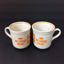 Two Mockba Moscow Russia Coat of Arms Orange White Coffee Tea Cocoa Cups  - $17.75