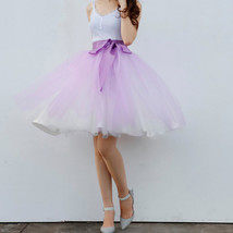 WHITE A-line 6-Layered Midi Tulle Skirt Outfit Custom Plus Size Ballerina Skirts image 12
