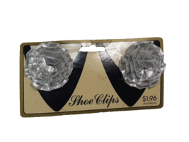 Vintage Shoeclips Shoe Clips Accents, Silver Round  Flower Bows, - £5.07 GBP