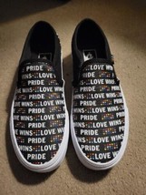 Vans Asher Pride Rainbow Love Wins Slip On Black Glitter Shoes Unisex W&#39;s Sz 6 - £27.86 GBP